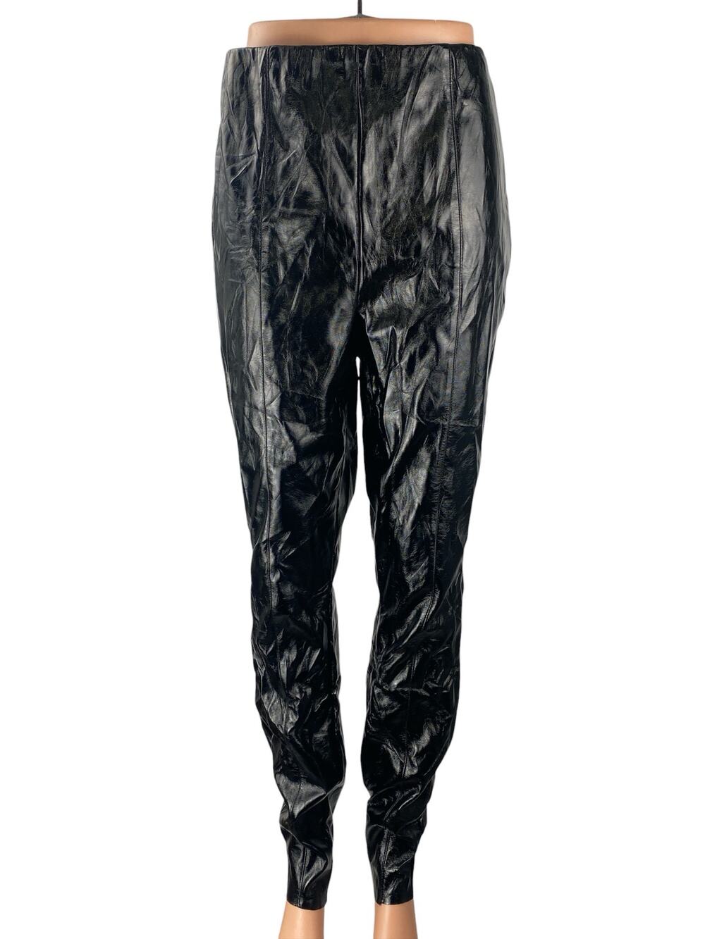 ASOS Women's Black Faux Leather Vegan Tapered High Waisted Trousers Pants Size 8
